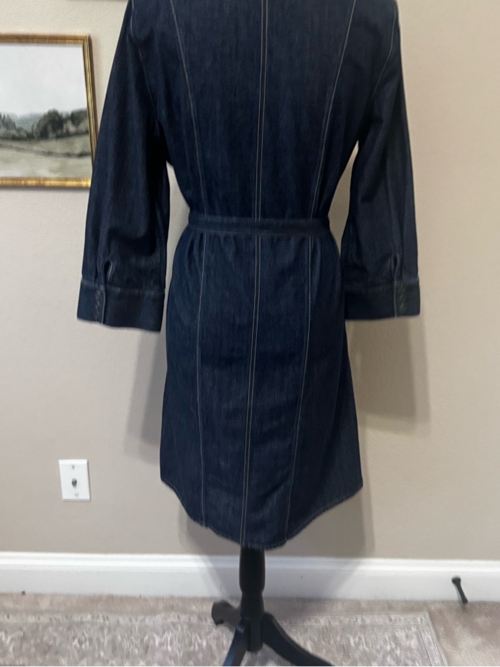 CHRISTOPHER BANKS | Dark Denim Button-Front Shirt Dress with Tie Waist Size XL - Picture 9 of 10